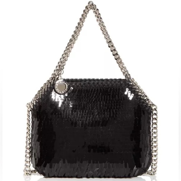 Stella McCartney Handbags - Stella McCartney Mini Falabella Sequin Shoulder Bag Black w/silver hardware NWT